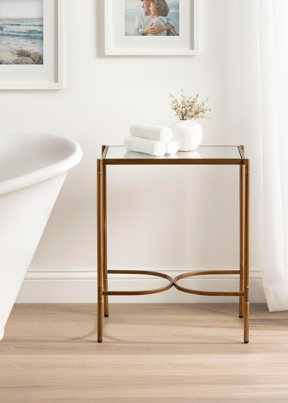 Kate and Laurel Catriona Modern Glam Metal Skinny Side Table, 19 x 11 x 24, G...