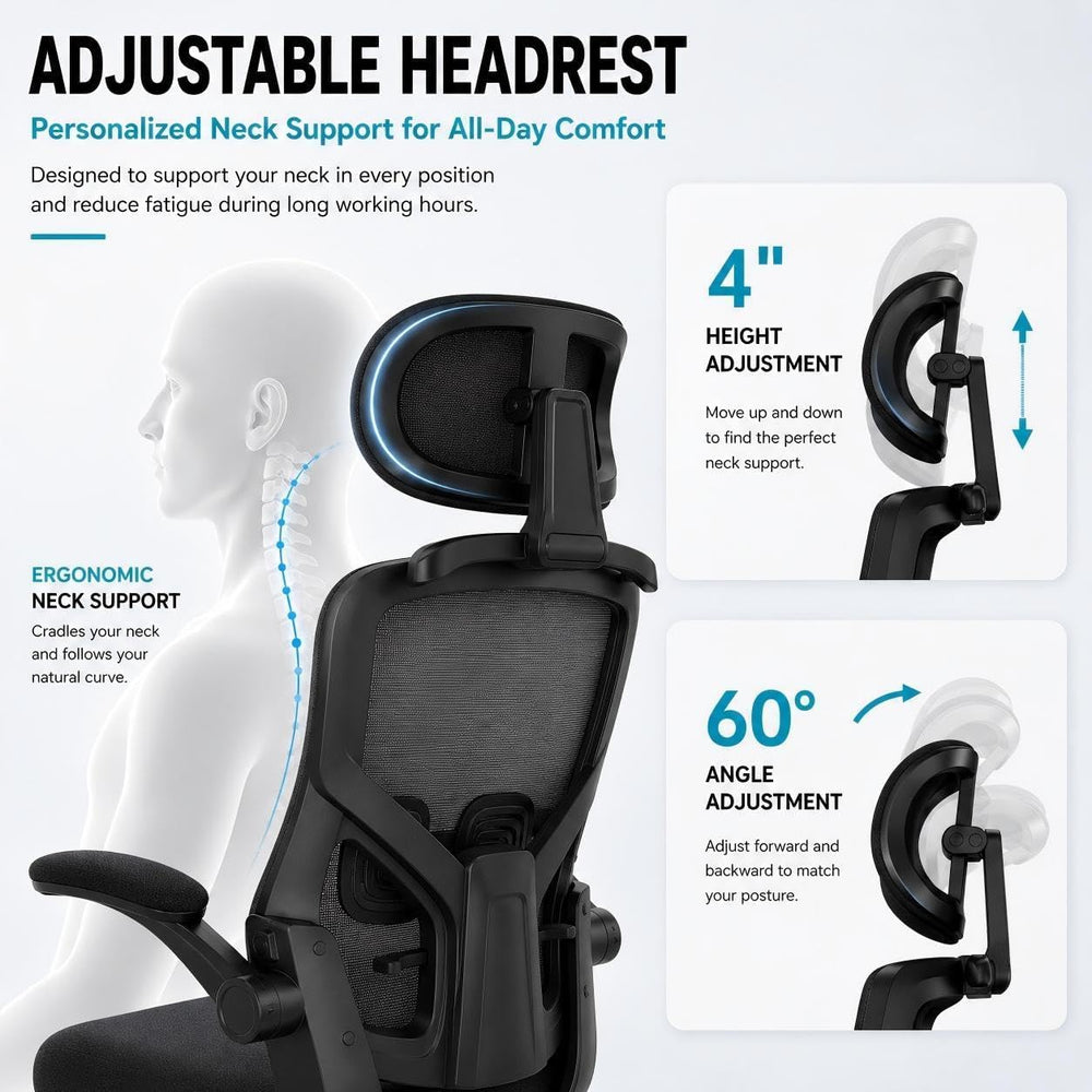 Ergonomic Office Chair, High Back Mesh Computer Chair with Molded Foam Cushio...