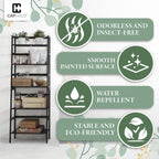 CAPHAUS Bookshelf, 5-Tier Bookcase, Tall Ladder Shelf with Bamboo Frame,Freestanding Storage Shelves Display Rack, for Living Room,Home Office,Bedroom,Kitchen,Plant Stand,Bathroom,Natural