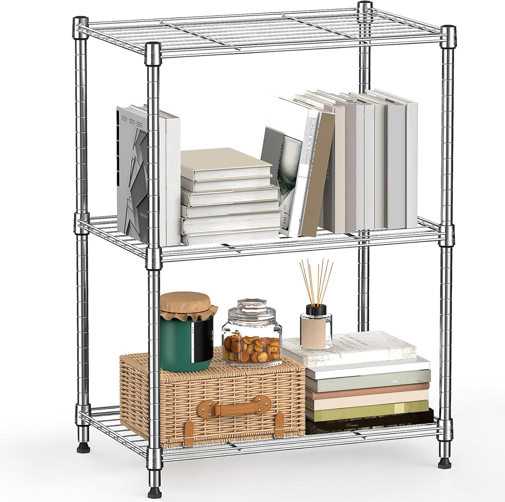 M MZG 450 lbs Wire Storage Shelving 3-Tier Utility Shelving Unit Steel Organi...