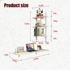 Pmnianhua Wall Mounted Folding Table, 31'' Floating Laptop Desk with Shelves, Foldable Drop Leaf Table, Wall Mount Fold Down Table for Laundry Room Kitchen Bar Home Office Small Space(White)