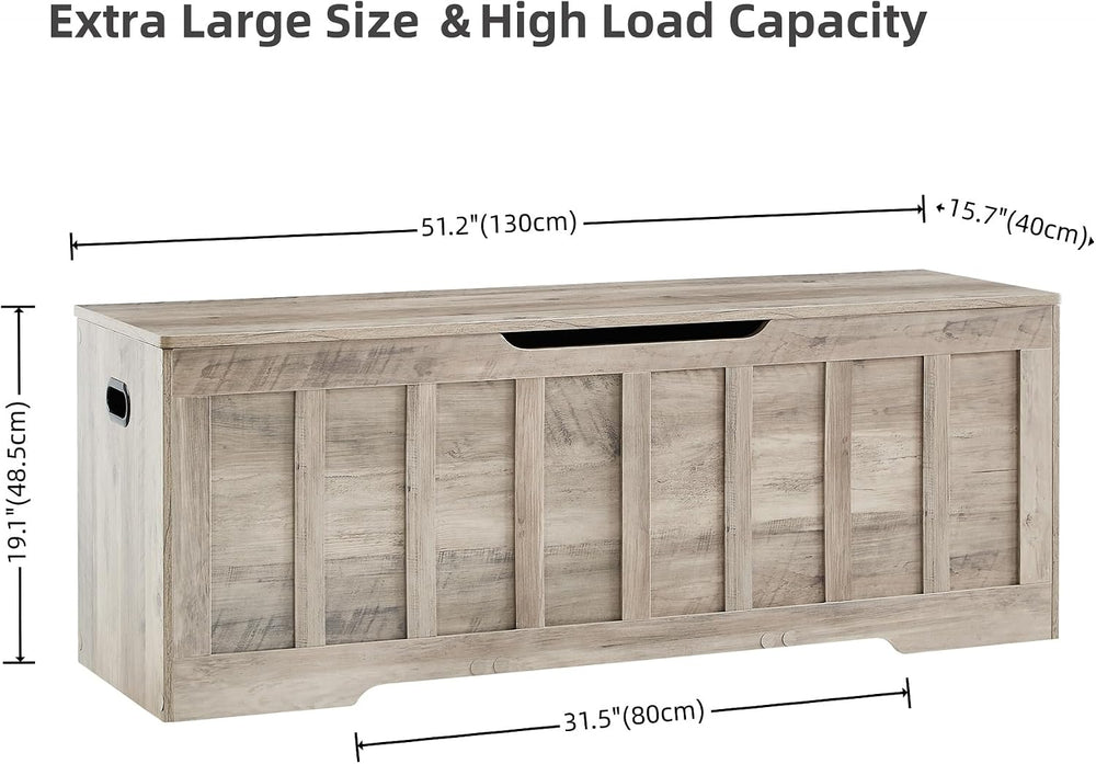 VANKILEY 51.2" Storage Chest Extra Large,Wooden Storage Bench,Greige | C...