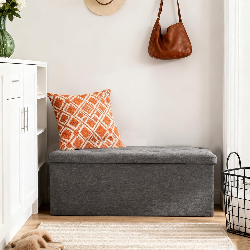 30 inch Storage Ottoman Bench, 30 inch Folding Storage Bench Ottoman, for Bed...