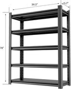 Metal Garage Shelving Unit, 5 Tier Heavy Duty Storage Shelf, Utility, and Industrial Use - Durable Metal Storage Rack Shelving, Garage Storage Shelf Organizer 16" D x40 W x78 H