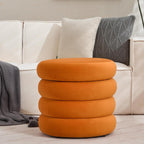 ONEVOG Round Storage Ottoman, 20" Small Ottomans Table with Removable Lid, Velvet Fabric Soft Footrest Stool for Couch, Upholstered Stuffed Circle Seat for Living Room/Bedroom/Dorm/Vanity, Orange