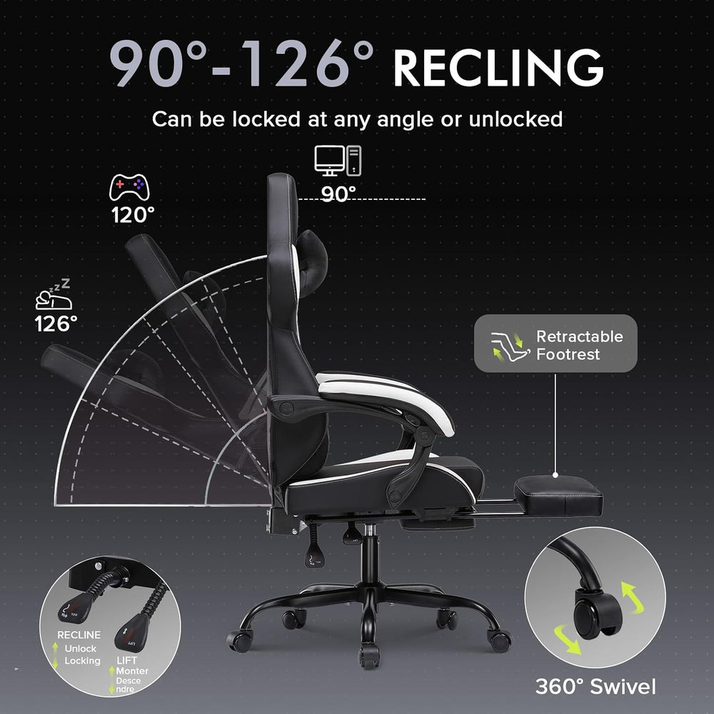 GTPLAYER Gaming Chair with Footrest, High Back Computer Chairs for Adults wit...