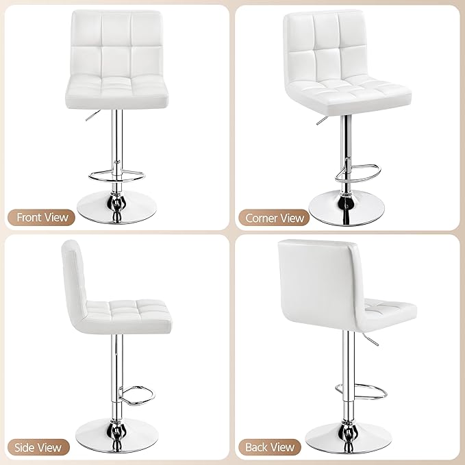 Yaheetech Single Bar Stool, PU Leather Adjustable Swivel Barstools, Armless H...