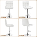 Yaheetech Single Bar Stool, PU Leather Adjustable Swivel Barstools, Armless Hydraulic Kitchen Counter Bar Stool, Kitchen Island Chairs, White