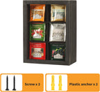 LI.TOPWP Black Wood Tea Bag Organizer, 6 Compartment Multi-Functional Tea Box and Storage Organizer,Tea Storage Chest with Acrylic Lid