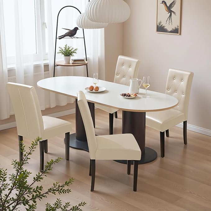 Furmax Ergonomic Dining Chairs Set of 4, PU Leather Dinning Room Chairs, Butt...