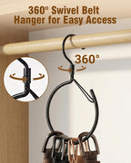 Supforce 2 Pack Belt Hanger, 360° Swivel Belt Hanger for Closet, Belt Organizer for Closet, Holds Ties, Scarves, Bags, Hat & Accessories, Black