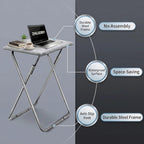 Tv Trays Folding Tv Table, Dinner Table for Eating with Sturdy Metal Frame, Small Foldable Snack Trays Table for Living Room, Couch,Sofa, Bed, No Assembly Required (White Marble)