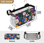 Easter Daisy Rabbit Birds Eggs Bedside Caddy for Dorm Bed Bedside Hanging Caddy Bag Iron Frame Storage Organizer Pocket for Bunk Home College Hospital Beds 2 Hooks