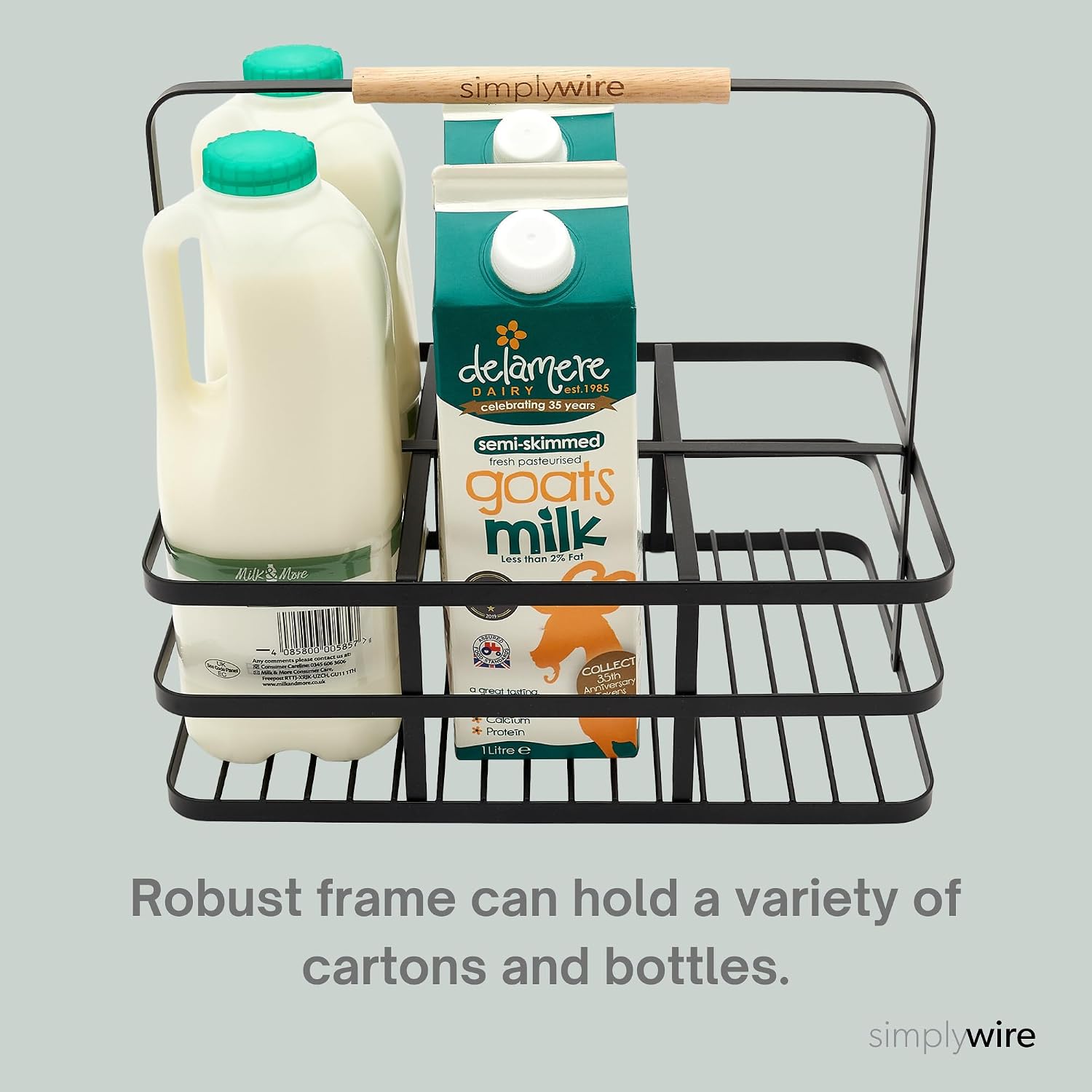 simplywire - Retro 6 Unit Milk Bottle Holder - (or Wine) - Flat Wire