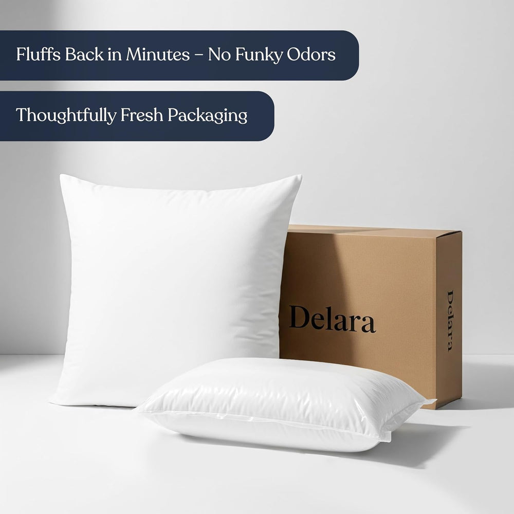 Delara Throw Pillow Inserts 18X18 Set of 2 - Organic Cotton Shell, 7D Recycle...