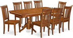 East West Furniture NAPO9-SBR-W 9 Piece Kitchen Table Set Includes a Rectangle Dining Table with Butterfly Leaf and 8 Dining Room Chairs, 40x78 Inch, Saddle Brown