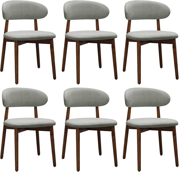 Farmhouse Dining Chairs Set of 6, Mid Century Modern Fabric Upholstered Kitch...