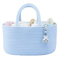 XUANGUO Cotton Rope Baby Diaper Caddy Organizer Basket Sky Blue | Nursery Storage Bin, Portable Baby Tote Bag for Changing Table or Car, Baby Shower Gifts Bag, Newborn Essentials, Registry