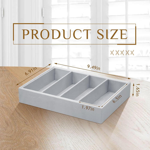 4 Pcs Gray Sunglass Organizer Trays 4 Grids Velvet Glasses Holder Jewelry Display Organizer Eyeglasses Storage Box Drawer