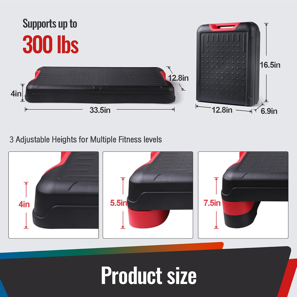 33.5" Foldable Aerobic Step Platform for Home Workout, 3 Heights