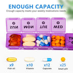 2-Pack Large Weekly Pill Organizer,Vitamin Pill Box Organizer 7 Day with Big Compartments, Am Pm Pill case for Travel,XL Medicine Organizer 14 Day for Fish Oils, Vitamin Holder Supplement