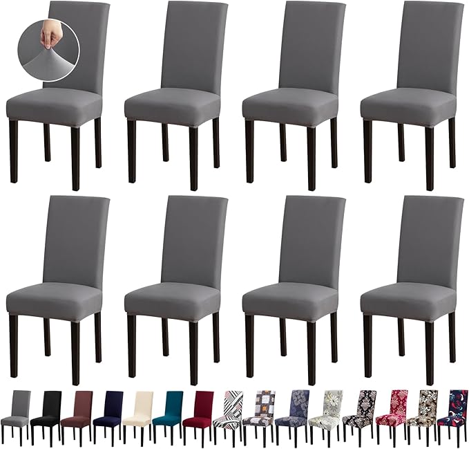Chair Covers, Stretch Kitchen Chair Covers/Dining Room Chair Covers Set of 8, Removable Washable Dining Chair Slipcovers for Home, Hotel, Banquet
