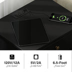 Treocho Black End Table Set of 2,Nightstand with Charging Station, X-Design Side Table with 2 AC and USB Power Outlets, Small Night Stand with Storage Drawer and Open Shelf for Living Room