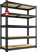 REIBII 2020LBS Storage Shelves 5 Tier Garage Shelving Heavy Duty Adjustable Garage Shelves, Utility Rack Shelf, Shelving Units for Storage Warehouse Pantry Closet, 35.5" W x 11.9" D x 72" H, Black