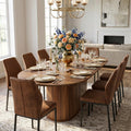 55"-71" Extendable Dining Table Set for 8, Oval Dining Room Table Set for 8, Modern Wood Kitchen Table Upholstered Chairs Set of 8, Ideal for Dining Room,Office, Space-Saving