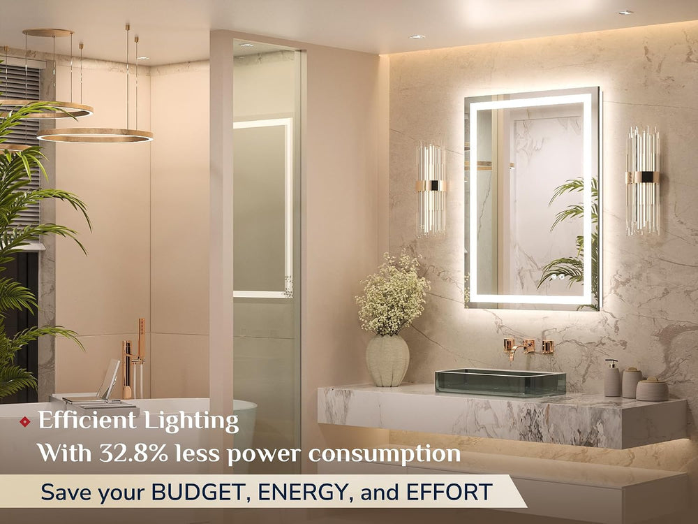 Keonjinn 24x36 Inch LED Bathroom Mirror with Lights, Frontlit & Backlit