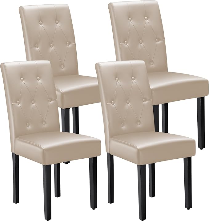 Furmax Ergonomic Dining Chairs Set of 4, PU Leather Dinning Room Chairs, Butt...