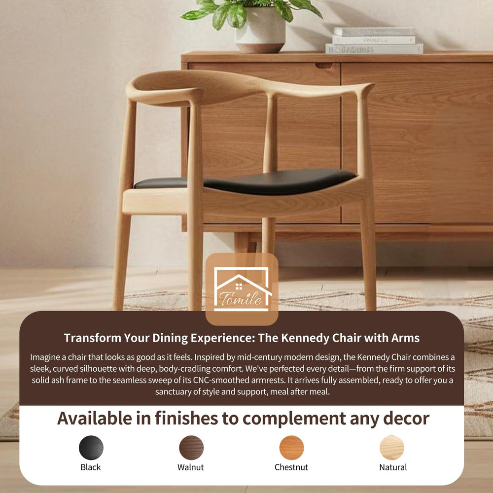 Tomile Kennedy Armchair, Mid Century Modern Dining Chairs (Natural) | Solid A...