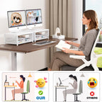 OPNICE Computer Monitor Stand Riser, Desk Organizer with Drawer, Laptop Stand, Office Desk Accessories & Workspace Desktop Organizers Storage for Office Supplies(White)