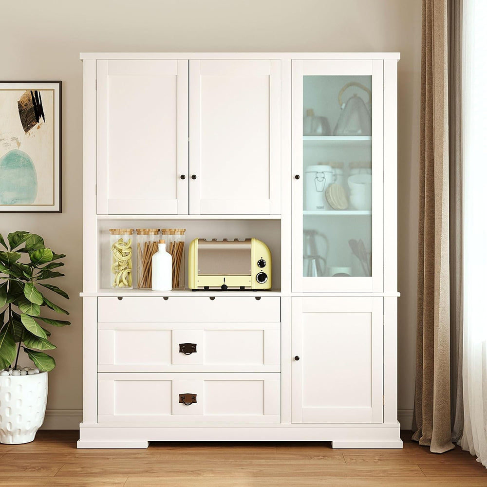 Spaco 78.3" Kitchen Pantry Cabinet with Hutch,Freestanding Food Storage ...