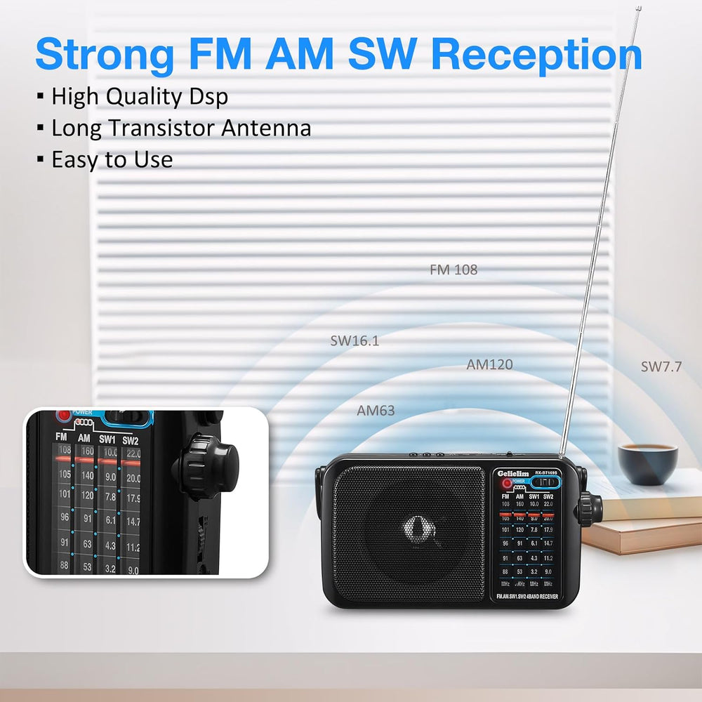 Gelielim AM FM Radio Portable Plug in Wall or AA Battery Operated for Home/Ou...