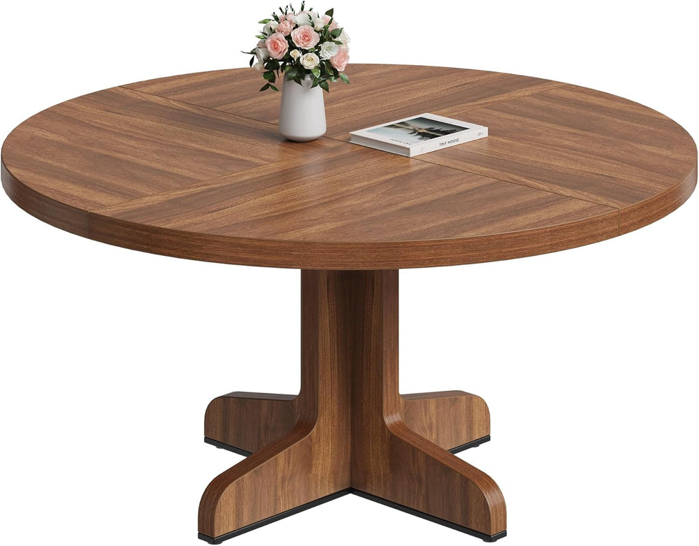 IDEALHOUSE Round Dining Table for 4, 47 Inches Dining Room Table with Wooden ...