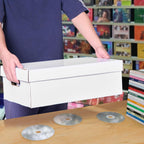 NUMINA 3 Pack CD Storage Boxes, Holds 240 CDs Total (80 Each) with Lift-Off Lid, Heavy Duty Cardboard CD Organizer with 4 Sections for Jewel Cases, CD Collection & Media Storage
