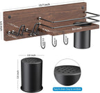 Wooden Hair Dryer Holder Wall Mounted, Bathroom Hair Tool Organizer, Blow Dryer Holder Shelf, Curling Iron and Hair Styling Tools Organizer