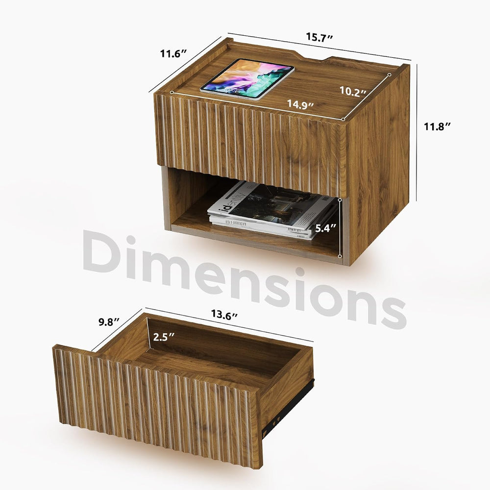 Floating Nightstand Bedroom Bedside Table - Floating Night Stand Set 2 for Sm...