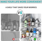 Yazoni Corner Shower Caddy, 4-Pack Adhesive Shower Shelves with Soap Holder No Drilling, Rustproof Bathroom Shower Organizer Storage, Silver
