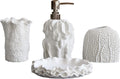 Hymmah Bathroom Accessories Set,Coral Seashell Design Toothbrush Holder,Farmhouse Bathroom Decor,4 Pcs Resin Gift Set Apartment Necessities, Contain Toothbrush Cup,Soap Dispenser,Soap Dish,Tumbler
