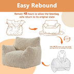 Giant Bean Bag Chairs for Adults Teens with Filling Large Fluffy Bean Bag Chair with Armrests Plush Comfy BeanBag Couch Sofa Chair for Bedroom Living Room Reading