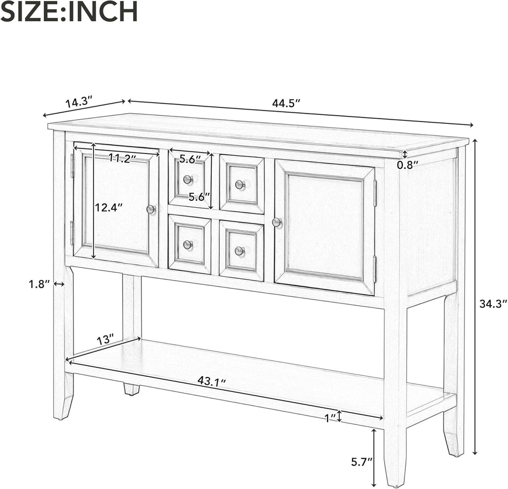 P PURLOVE Console Table Buffet Sideboard Sofa Table with Drawers Cabinets and...