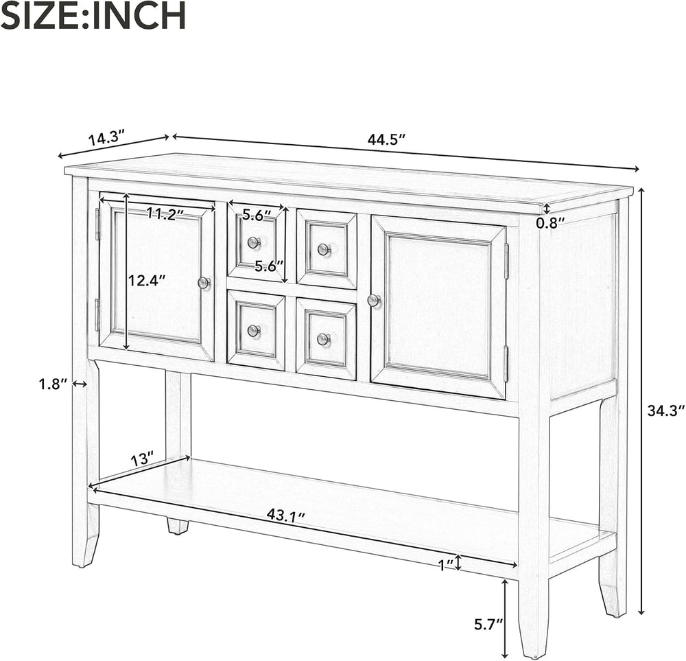 P PURLOVE Console Table Buffet Sideboard Sofa Table with Drawers Cabinets and...