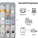 MISSLO 30 Large Pockets Dual Sided Hanging Shoe Organizer for Closet with Rotating Hanger Hanging Shoe Shelves, Grey