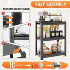 Garage Storage Shelves,5 Tier Shelving Unit, 40 inch Wide, 18” Deep, 78” Tall Organizer Metal Shelf for Basement/Laundry/Pantry Heavy Duty, Adjustable,Easy to Install (3Tier-27.6"W X12"DX32"H)