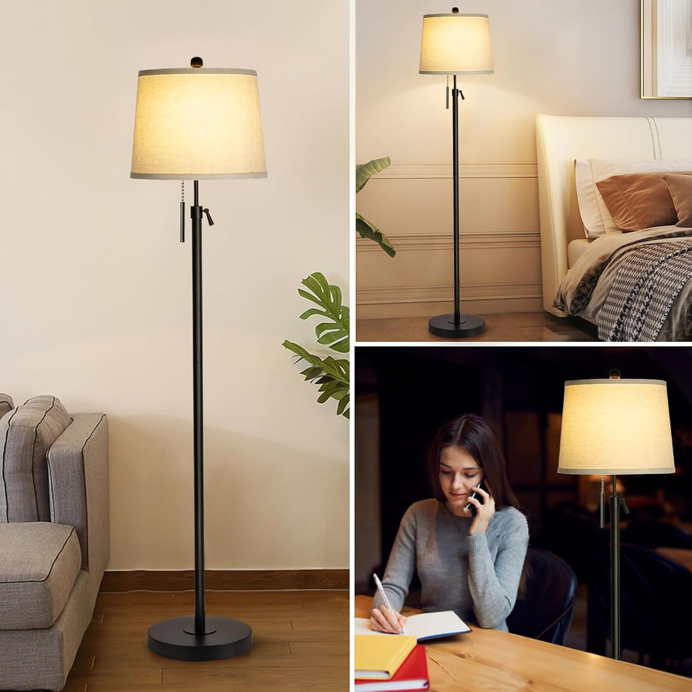 JUNNAI Floor Lamps for Living Room, Black Floor Lamp Adjustable Height Standi...
