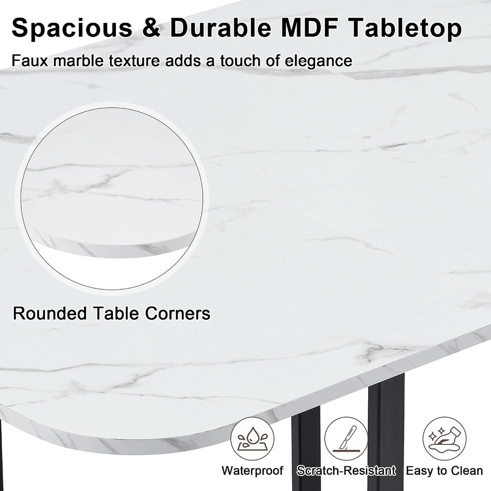 Merax 7-Piece Dining Set with Faux Marble Table, PU Upholstered Chairs, Space...
