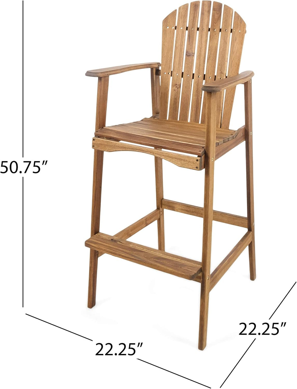 Great Deal Furniture Noble House Malibu Outdoor Acacia Wood Adirondack Barsto...