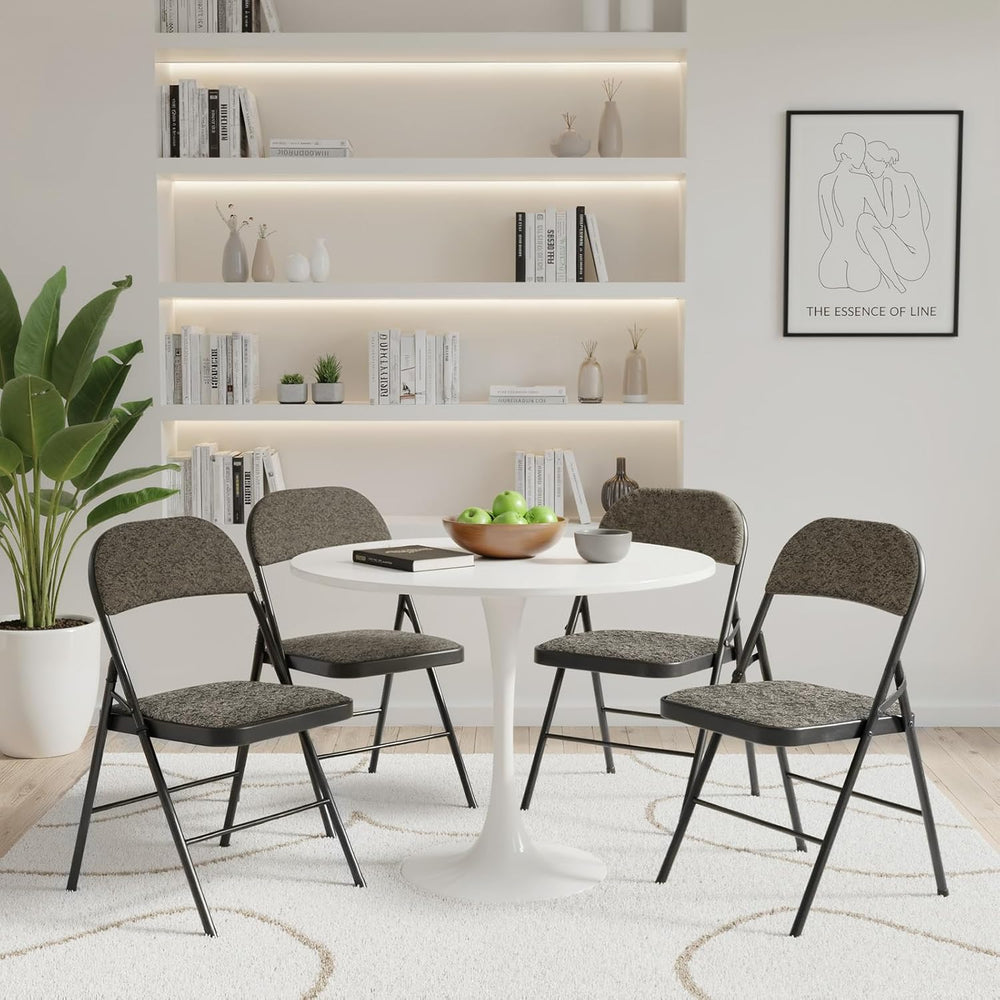 DUMOS Padded Folding Chairs 4 Pack, Foldable Dining Patio Chairs, Outdoor